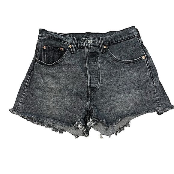 Women's Levi's 501 Charcoal Black Denim Cutoff Shorts - Picture 1 of 15
